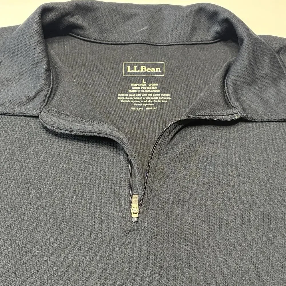 L.L. Bean Men’s 1/4 Zip Short Sleeve Performance Shirt - Navy Blue - Size L - Picture 4 of 9